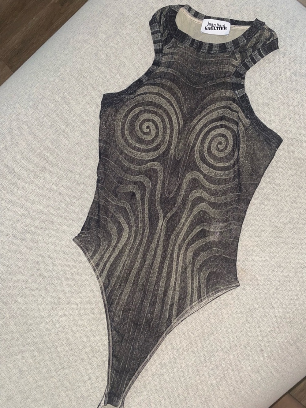 Jean Paul Gaultier Black and Silver Swirl Sculptural Bodysuit - Picture 4 of 5